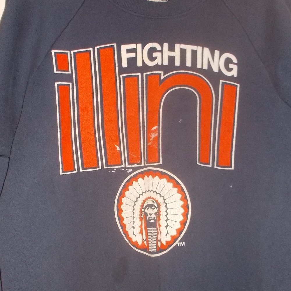 Vintage University of Illinois Fighting Illini XL Blue and Orange Sweatshirt